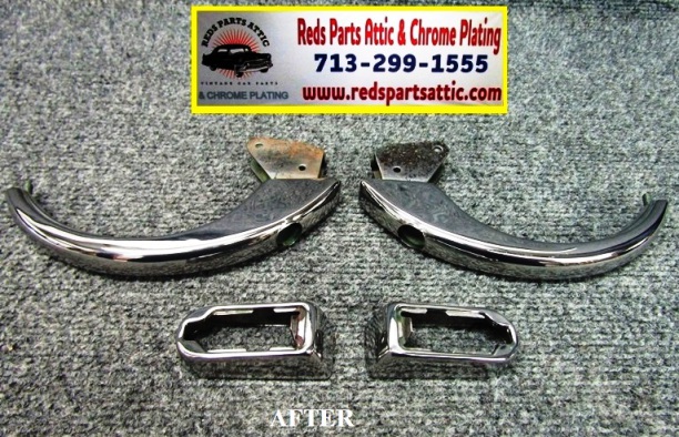 WILLYS JEEPSTER POLISHED STAINLESS DOOR HANDLES.